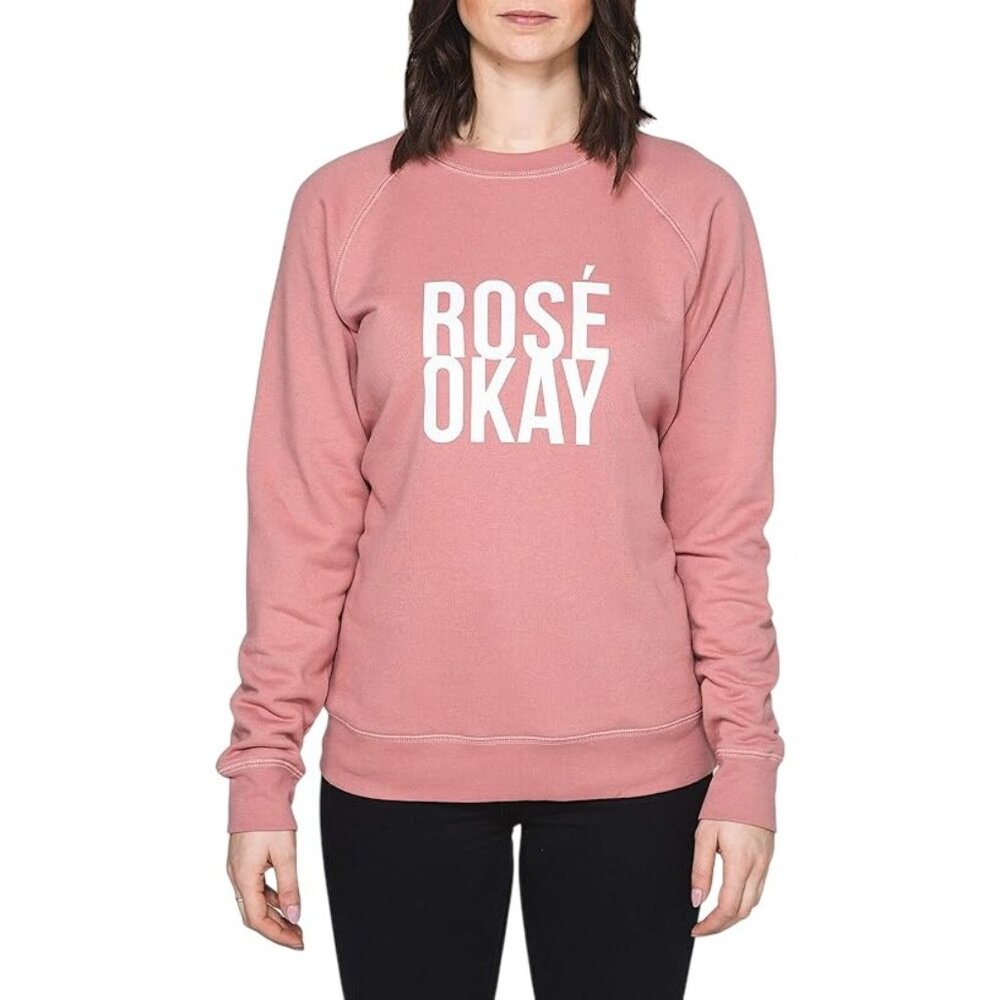 Brunette The Label Sweatshirt Size XS Small Rose Okay Graphic Crew Cozy Pullover